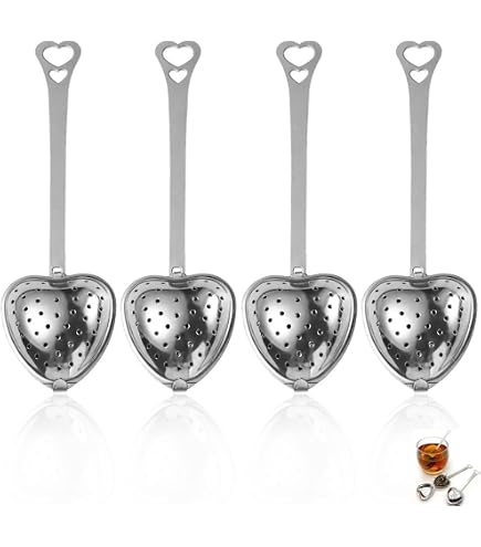 10 Infusori Per Tè A Forma Di Cuore BESTonZON – In Acciaio Inox, Colino Con Manico Lungo, Per Tè In Foglie