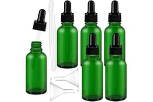 AMJKEJI 12 Pezzi Bottiglie Contagocce 30 ml Flaconi Contagocce di Vetro Verde Pipette Contagocce Boccette con Pipetta e Lmbuti, Tappo Nero per Laboratorio, Aromaterapia, Olio Essenzial