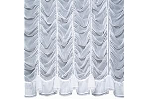 Silverthorn Tex MILLIE - A Beautiful Voile Festoon Curtain with Double Frill Base – Made to Measure (White, 160cm drop)