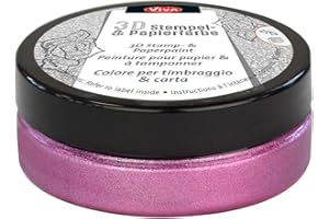 Viva Decor Tinta para Sello 3D, Resistente al Agua, Color Rosa, metálico, 50 ml