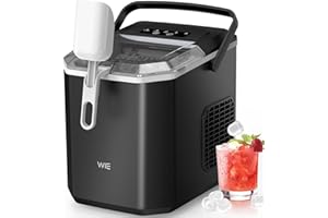 WIE Macchina Ghiaccio 12kg/24h, Autopulizia Macchina del Ghiaccio Casa, 9 Cubetti di Ghiaccio in 6 Minuti, Macchina per il Ghiaccio con Maniglia/Cestello/Pala/Silenzioso, Adatto per Casa/Campeggio