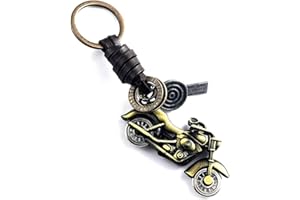 CUSTOMprivé Porte clef moto harley Motard Biker Triker vintage cuir/laiton - Avec étui pochon cadeau.