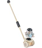 Jouet à Tirer Canard En Bois Avec Tête Mobile - Bâton Poussette Bébé Dès 18 Mois Hauteur Réglable