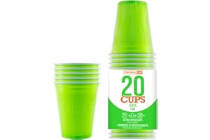 ORIGINAL CUP Pack de x20 Original Green Cups Officiels | Gobelets Américains 53cl Verts | Beer Pong Qualité Premium | Gobelets en Plastique Réutilisables | Lavables Main ou Lave-Vaisselle | OriginalCup®