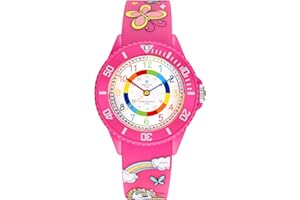 Alienwork Kids Montre Pédagogique Apprendre l'Heure Enfants Garçon Fille Temps d'apprentissage Résistant à l'eau 5 ATM