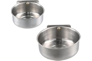 Wisebom 2 Stück Vogel Fütterung Näpfe, Edelstahl Papageien Fütterungsbecher Tierkäfig Wasser Futternapf Edelstahlnapf mit Halter Tierkäfig Wasser Futternapf für Vögel Papageien