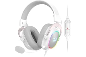Redragon H510 Zeus-X RGB - Auriculares para Juegos con Cable Blanco, Sonido Envolvente 7.1, Controladores de Audio de 53 mm en Almohadillas de Espuma viscoelástica con Cubierta de Tela Duradera,