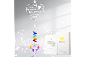 Meng Jiaran Dog Memorial Gifts for Loss of Dog, Dog Crystal Suncatcher Sun Catchers for Windows with Heart Prism Paw Pattern Pet Sympathy Gifts for Home Patio Garden Hanging