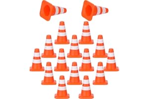 TINOALY 16pz Mini Coni Stradali, 3,47cm Coni Stradali in Miniatura Plastica Piccolo Cono da Costruzione Giocattolo di Blocco Stradale di Addestramento per Bambini Micro Paesaggio Festa Dell'Ingegnere