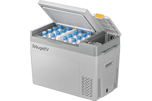 BougeRV CRPRO Nevera de compresor 12v, Nevera para coche de 29 litros(-22℃~10℃), 12/24V DC &110-240V AC Nevera portátil para coche, nevera 12v, para coche, camping, viaje, Gris