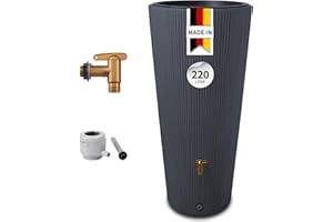 4rain Vaso 2in1 Decor Regentonne 220 Liter Graphite Grey inkl. Kunststoff-Auslaufhahn und Fallrohranschluss - Regenfass, Regenwassersammler, Regenwassertank, Wasserbehälter, Wassertank, Regensammler