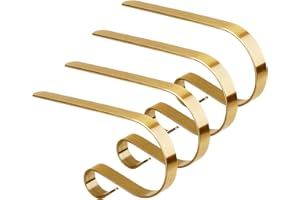 Gukasxi 4 Soportes para Medias Navideñas, Ganchos de Metal Dorado para Manto, Chimenea y Decoración de Fiestas de Navidad