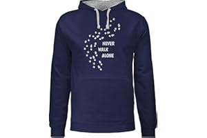 Shirtracer - Pullover Herren Frauen Hoodie Kontrast zweifarbig - Geschenk für Hundebesitzer - Never Walk Alone Pfotenabdrücke