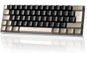 MAGIC-REFINER MK21 60% USB-C Wired Mechanical Gaming Keyboard UK Layout, Clicky Blue Switches, Hot Swappable, Ultra-Compact 62 Keys, RGB Backlight, PBT Keycaps, for Gamer, Office, Typists, Chocolate