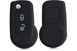kwmobile Key Cover Compatible with Citroen DS3 C3 - 2 Button Car Key Case - Soft Silicone Protector - Black