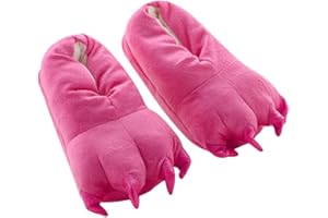 PIROIT Barrageon Chaussons Cartoon Animal Patte Pantoufles de Peluche Épais Chaud Antidérapant Confortable Cosplay Unisexe Garçon Fille en Intérieur Néon 33-39