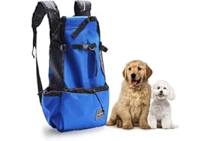 Woolala Light Weight Pet Carrier Backpack for Small and Medium Dogs, Veterinarian Approved Safe Bag for Travel - Easy Take Space Saving - Blue M