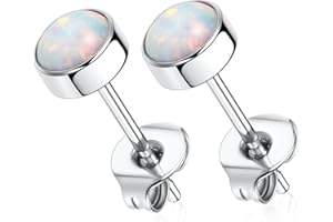 HENGKAIXUAN 1 Pair Implant Grade Titanium Stud Earrings Set Hypoallergenic Cubic Zirconia 3mm 4mm 5mm 6mm Earrings for Women Girls for Men for Sensitive Ear