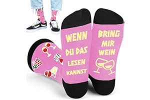 QZOSZ Socken mit Spruch WENN DU DAS LESEN KANNST BRING MIR WEIN Weihnachten Geburtstag Lustige Geschenke für Frauen, Wein Socken Damen 39-42 Geburtstagsgeschenk Weihnachtsgeschenke