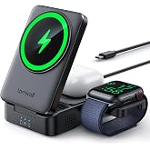 Lamicall 3 in 1 Charging Station for Apple, Foldable Wireless Charger Stand | for Mag Safe Portable, Travel Wireless Charger