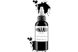 Schwarz DLD Premium Tattoo Tinte Super Reine schwarze Tinte Tattoo Tinte Dynamische und lebendige Farbe Vegan Friendly Tattoo Farbe 1 Ounce (30 Millimeter)