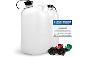 SWS Forst GmbH Kombi-Kanister - 5L + 3L - Doppel-Kanister - Kanister für Kraftstoff und Kettenöl - Transparenter Benzinkanister - mit 2 Einfüllsystemen