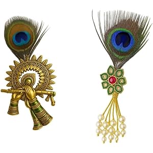 Men’s Peacock Feather Coat Brooch Set | Traditional Ethnic Lapel Pin with Stones & Pearls | Wedding Sherwani, Blazer & Suit Accessory (Pack of 2)
