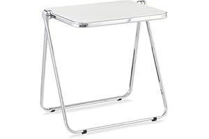KAIHAOWIN Folding TV Tray Table Clear Acrylic Foldable Table No Assembly Required Tiny Desk for Home Office Side Table Small Computer Desk for Small Spaces-White