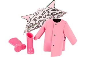 Götz 3403185 Set da pioggia rosa per bambole M/XL - Accessori per bambole - Adatto per bambole taglia M (42-46 cm) e Bambole che stanno in piedi taglia XL (45-50 cm)