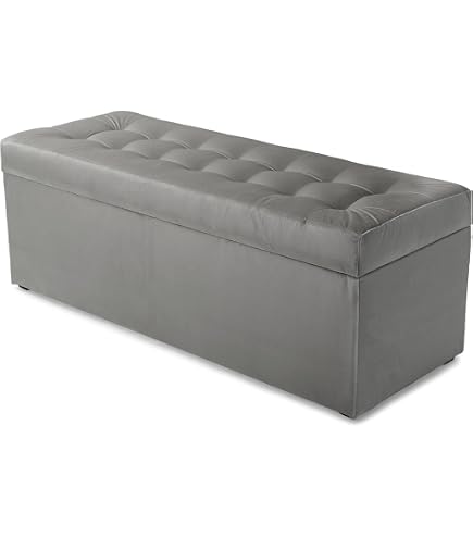 Pouf De Rangement Velours MG Design - 45x120cm, Bleu Clair, Repose-pieds, 105L De Stockage