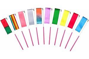 MUROAD 10 Pezzi 2 Metri di Lunghezza Palestra Nastro per Ginnastica Ritmica,Danza Nastri di Ginnastica Ritmica Streamer Baton Twirling Rod Seta Attrezzi per Bambini