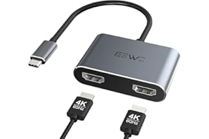 JESWO USB C to Dual HDMI Adapter, USB Type C to Dual Monitor HDMI Adapter, Support Dual 4K@60Hz, for MacBook Pro/Air, Surface, Dell, LenovoYoga, Chromebook and More