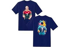 LOVEVO Boys Crew Neck T-Shirts, Cristiano Ronaldo CR7 Football Lovers Printed Round Neck Tee Tops for Boys, Girls & Kids, 5-15 Years