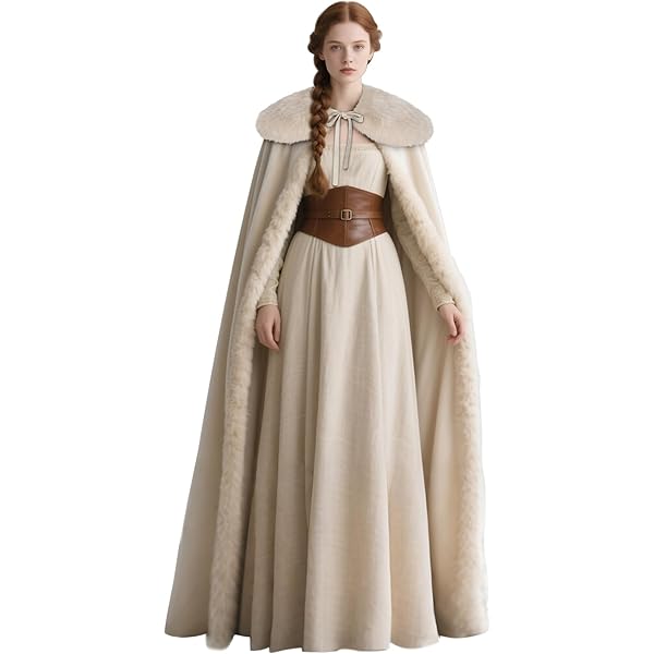 Hemad Vestido De Mujer Vikingo - Vestido De Algodón Medieval - Beige S-XXXL