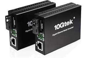 H!Fiber.com a pair of Bidi Gigabit Ethernet Media Converter, 1.25G SFP to RJ45 Fiber to copper, Built-in Bidi SFP Transceiver (1000Base-LX, 20km, singlemode simplex SC)