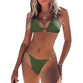CMTOP Bikini Women's Set Classic Triangle Bikini Two Piece Swimsuit Sexy Thong String Bikini Adjustable Tie Straps Bikini Sets Low Waist Swimsuit with Spaghetti Straps