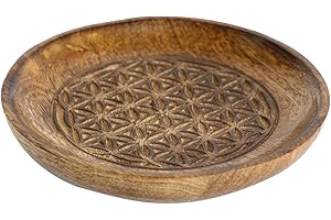 VIDAL REGALOS Vaciabolsillos Plato Madera Diseño Étnico Antiguo Flores Centro Mesa Recibidor 16 cm