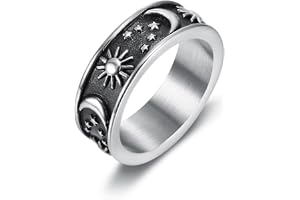 Retro 316L Stainless Steel Sun Moon Star Couple Ring For Men Women Punk Hip Hop Simple Star Moon Sun Ring Fashion Jewelry Gif