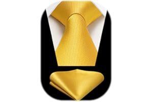 HISDERN Męski krawat w kratkę i poszetka z krawatami, zestaw do formalnego biznesu