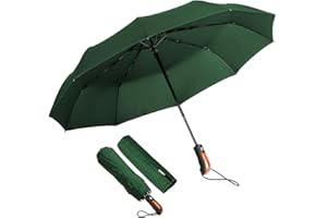 KASTEWILL Parapluie Pliant, Parapluie Homme Pliant Solide Compact Noir, Parapluie Pliable Automatique Imperméable En Teflon, Parapluies Voyage anti vent Pour Femme avec 10 Baleines de Diamètre 106 cm