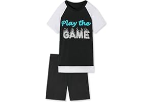 IN ONE CLOTHING Pyjama court pour garçon, jersey simple doux en 100 % coton et pantalon en forme de bermuda