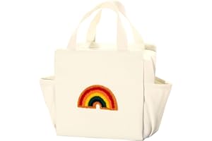 Urban Nest Borsa Pranzo e Borsa Termica Isolata in Tela con Ricamo Arcobaleno (8L), Grande Capacità per Bambini e Adulti, per Scuola, Ufficio, Picnic e Viaggi