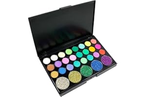 DISINO Sombra de Ojos, Kit de maquillaje de 29 colores, caja de sombras de tonos brillantes y brillantes de colores brillantes