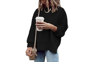 Cicy Bell Damski sweter z długim rękawem, prążkowany, z rozcięciem bocznym, sweter dla kobiet