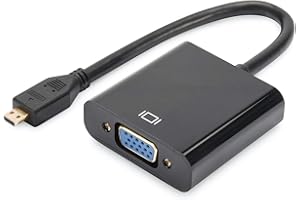 DIGITUS Graphique Adaptateur Micro HDMI - HDMI Type D vers VGA + Jack 3.5mm - FullHD 1920 x 1080 Pixels - Noir