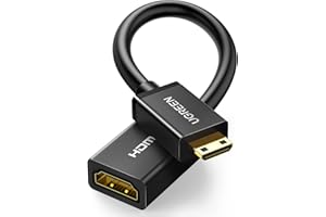 UGREEN Mini HDMI to HDMI Cavo 3D 4K Ethernet e Canali di Ritorno Audio Compatibile con Canon EOS 2000D EOS 4000D, Nikon D3500, Sony, Panasonic Fotocamera, Videocamera con Mini HDMI. Cavo 20CM