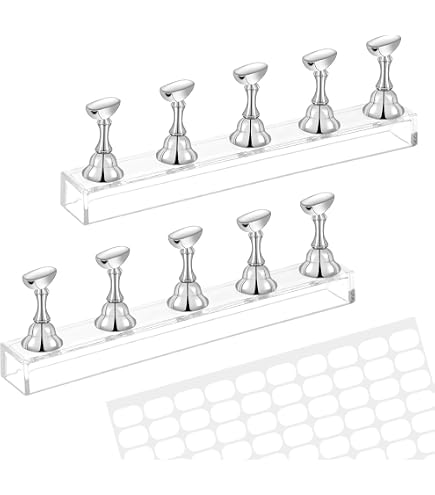 4 Sets Nagelständer Aus Acryl – Magnetisch, Für Nagelkunst-Übung & Display, Inkl. Halterungen (rosa)