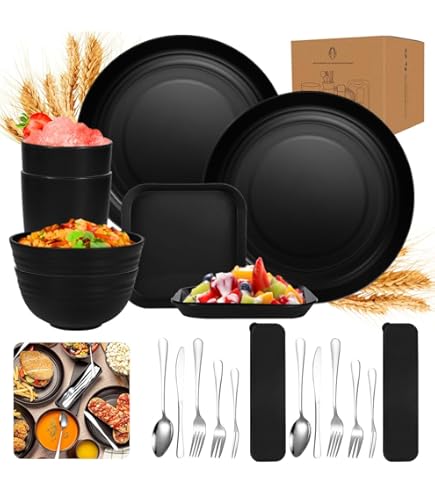 Camping Tafelgeschirr aus Melamin für 4 Personen 12-teilig | spülmaschinenfest | Picknick Geschirrset | Geschirr Campinggeschirr I Stone Blue Design Camping Tafelgeschirr aus Melamin für 4 Personen 12-teilig | spülmaschinenfest | Picknick Geschirrset | Geschirr Campinggeschirr I Stone Blue Design