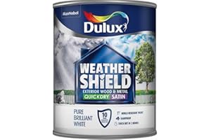 Dulux Weather Shield Quick Dry Satin Paint, 750 ml - Pure Brilliant White - Packaging May Vary