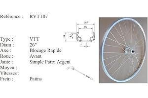 ROVVA - Roue Avant VTT 26 Pouces De Fabrication Française (Etrto : 559X37) - 36 Rayons - Axe Moyeu 9Mm - Serrage Blocage Rapide - Argenté